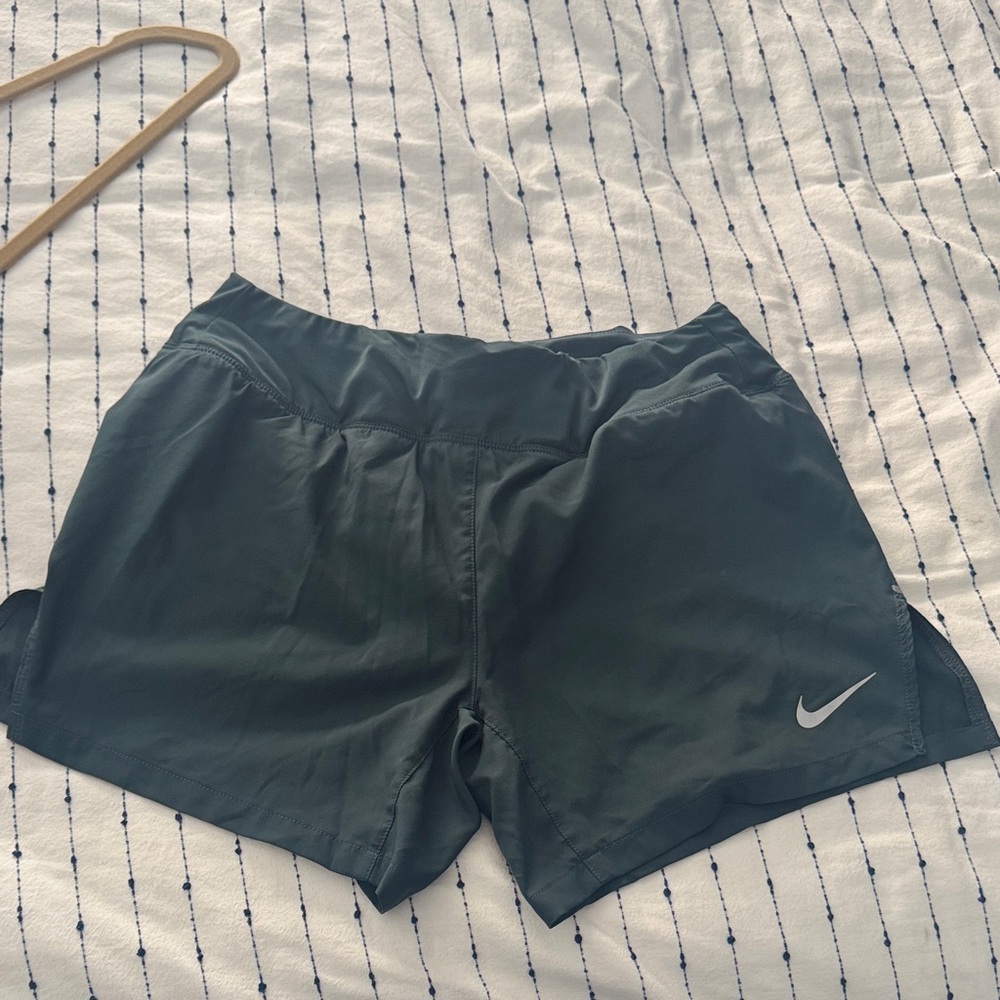 Nike Women's Deep Green Athletic Running Shorts with Reflective Swoosh